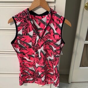 TAIL Women’s Pink and Black Leaf Print Sleeveless Top